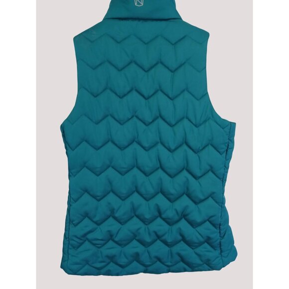 Noble Outfitters Calgary Teal Chevron Quilted Puffer Vest Size M High Collar Log - Picture 5 of 10